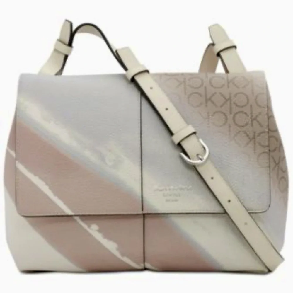NWT Calvin Klein Myra Signature Crossbody Color Block Luxury Large‎ Bag $168